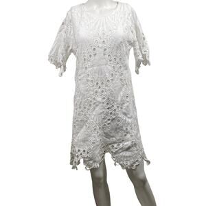 52seven Dress Women's Size 12P Lace Short Sleeve White Lined Cottagecore NWT
